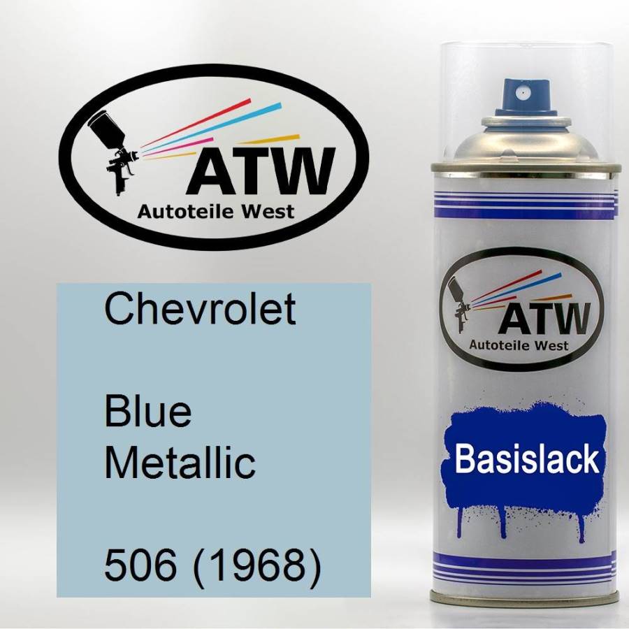 Chevrolet, Blue Metallic, 506 (1968): 400ml Sprühdose, von ATW Autoteile West.